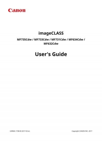 Canon Color Imageclass Mf726cdw User Manual